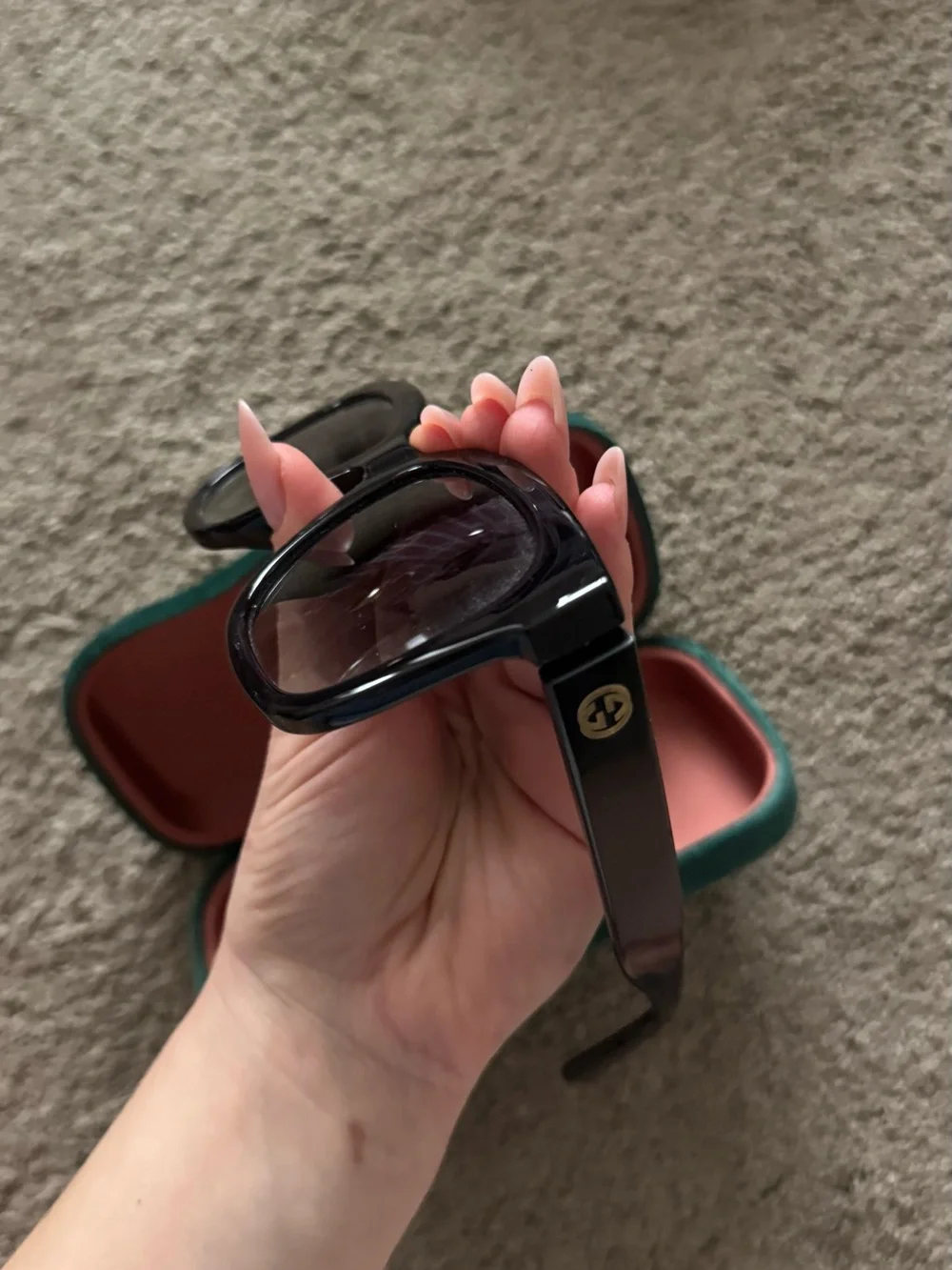 Gucci Black Square Oversized Sunglasses with Gradient Lenses
